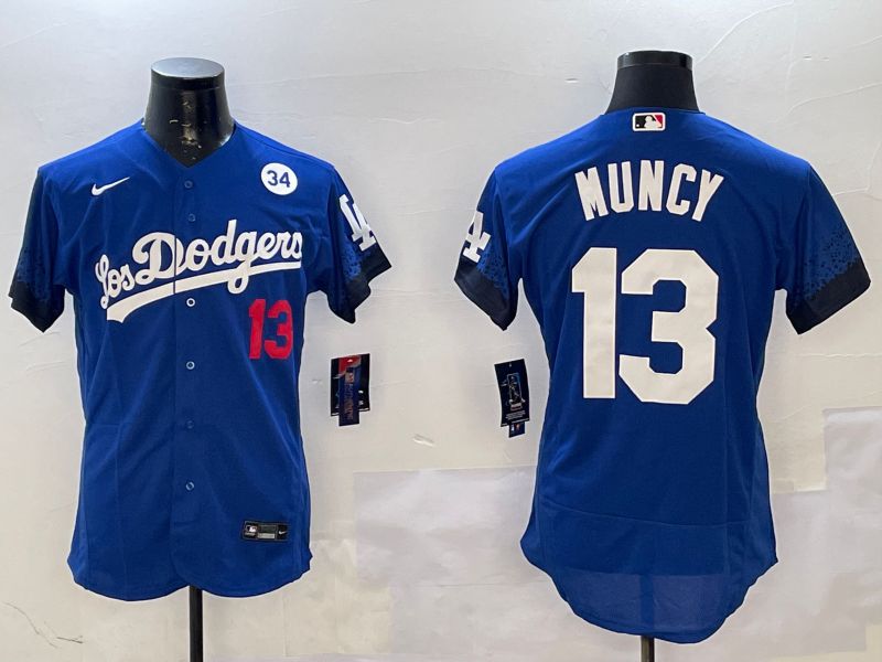 Men Los Angeles Dodgers 13 Muncy Blue City Edition Elite Nike 2025 MLB Jersey style 4